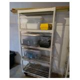 Plastic Storage Shelving Unit With Totes Of Miscellaneous