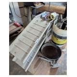 Pair of Metal Ramps & Bucket With Grease Guns and Lubrication Equipment in Bucket