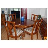Octagonal Dining Table With a Pedestal Base & Claw Foot Details With (4) Chairs