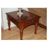 Pair Of  Wood End Tables With Single Drawers