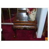 Wooden Accent Table with Inlay Star Motif and Cabriole Legs