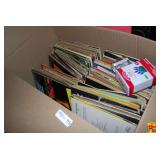 Boxed Collection of Assorted LP Vinyl Records featuring Jazz, Spoken Word, and Popular Music