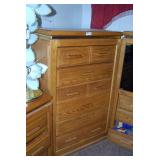 Oak Tall Dresser Chest of Drawers with Integrated Hardware