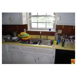 Kitchen Countertop Lot with Plates, Stainless Canisters, and Accessories