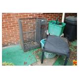 Suncast Metal Golf Bag Rack and Small Plastic Table