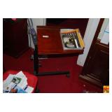 Adjustable Overbed Table with Wood-Grained Top and Casters