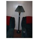Green and Brass Floor Lamp with Pleated Shade