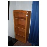 Oak-Finished Laminate Wood Bookcase with Four Adjustable Shelves