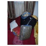 Lot of Assorted Decorative Pillows and Linens