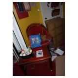 Red Upholstered Barrel Chair with Wooden Frame