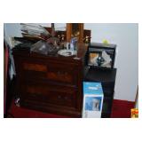 Two-Drawer Wooden Filing Cabinet with Inset Panel Design