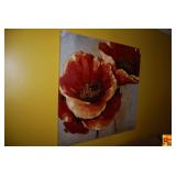 Large Floral Canvas Wall Art Featuring Red Poppies