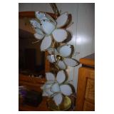 Floral Form Table Lamp with Brass Finish and Frosted Glass Petals