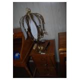 Brass and Glass Floral Accent Lamp