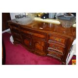 Large Wood Credenza with Multiple Drawers and Cabinet Doors (Items on Top are not Included)