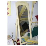 Yellow Painted Wood Cheval Mirror