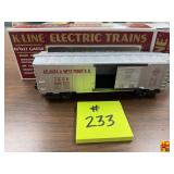 K-Line O/027 Gauge Atlanta & West Point Classic Boxcar K-649303 with Original Box