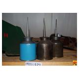 Lot of Three Metal Pump Oil Cans with Spouts