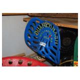 Blue Painted Metal Implement Seat Stamped Duane Nash Millington NJ USA