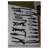 Assorted Collectible Farm Implement Wrenches and Pliers Display
