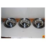 Set of Three Chevrolet Hubcaps with Bullet Centers and Bowtie Emblems