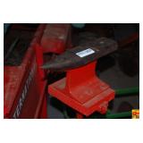 Metal Anvil Mounted on Red Stand with Vise Base