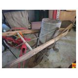 Cole Fertilizer Distributor Push Plow with Metal Hopper and Wood Handles