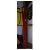 Red Painted Wooden Farm Implement Handle Tool