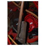 Long-handled Garden Tool with Metal Blade and Wooden Shaft
