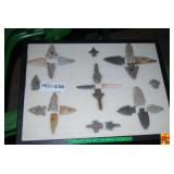 Collection Display Framed Stone Arrowheads and Artifacts
