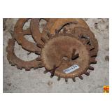 Group of Cast Iron Agricultural Implement Spikes and Wheels