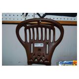 Cast Metal Implement Seat with Slatted Backrest and Brown Finish