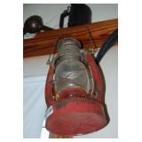 Red and Silver Kerosene Lantern