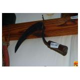 Traditional Hand Sickle with Wooden Handle and Curved Metal Blade