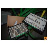 Collection Display Cases with Arrowheads and Stone Blades