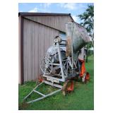 Jaeger Made in U.S.A. Industrial Concrete Mixer on Iron Spoke Wheels with Loader Hopper