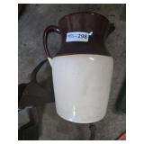 Brown and White Two-Tone Glazed Stoneware Pitcher