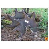 Pair of Cast Iron Star Wheel Cultivator Parts with Axle Rod