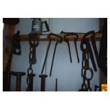 Assorted Cast Iron Farm Hardware and Chains