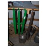 Set of Three Green Painted Iron Singletrees and One Rusty Iron Singletree