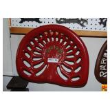 Weir Cast Iron Implement Seat Red and Green Painted Finish