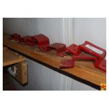 Red Painted Metal Mounting Brackets and Hardware Lot
