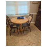 Wood Round Breakfast Table With (2) Chairs