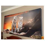 Large 3-Panel White Tiger Sunset Canvas Wall Art