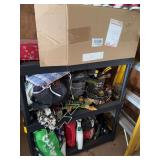 Shelf Lot With Christmas Decor and Miscellaneous Household Items