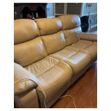 Tan Leather Power Reclining Sofa