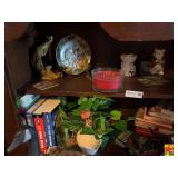 Shelf Lot of Assorted Decor, Books, and Collectibles