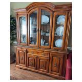 Wood China Cabinet With Glass Doors and Storage Base