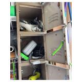 Metal Storage Locker Unit With Power Tools and Automotive Accessories