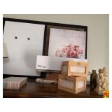 (2) Wood Display Boxes, Dry-Erase Board, Vintage Small Ironing Board & Table Lamp